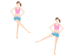 太もも痩せのエクササイズ「レッグスイング（左右）」